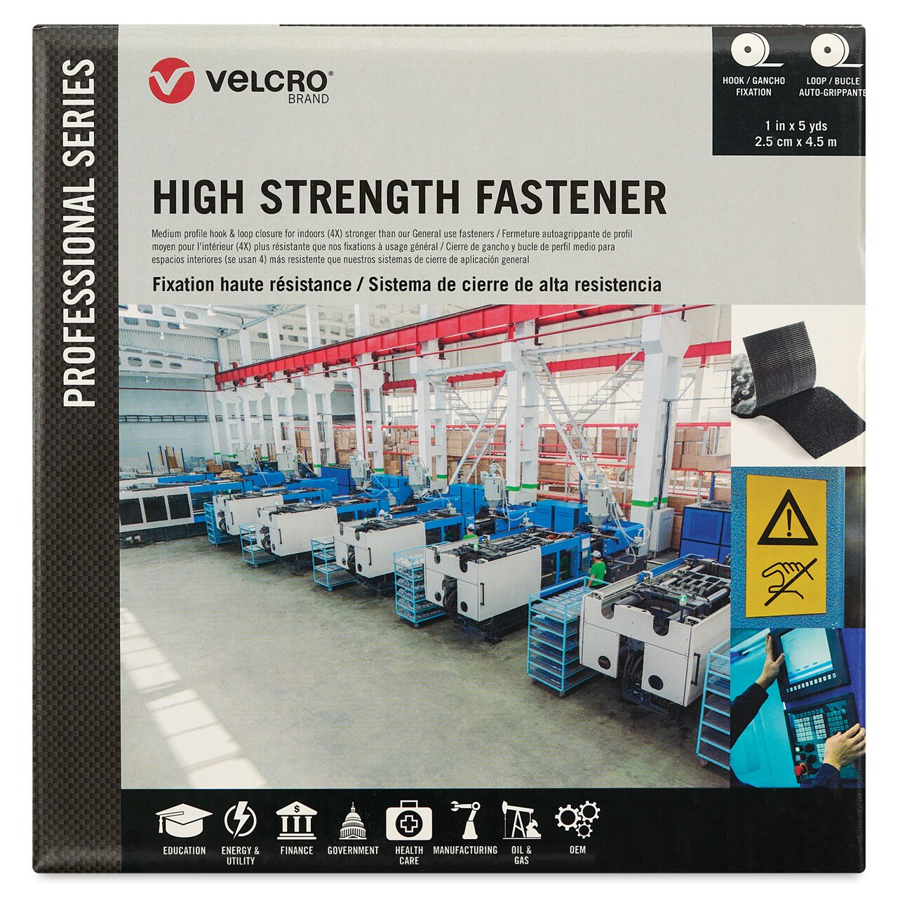 Velcro Brand Pro Series High Strength Fasteners - Black, 1" x 5 yds Rolls